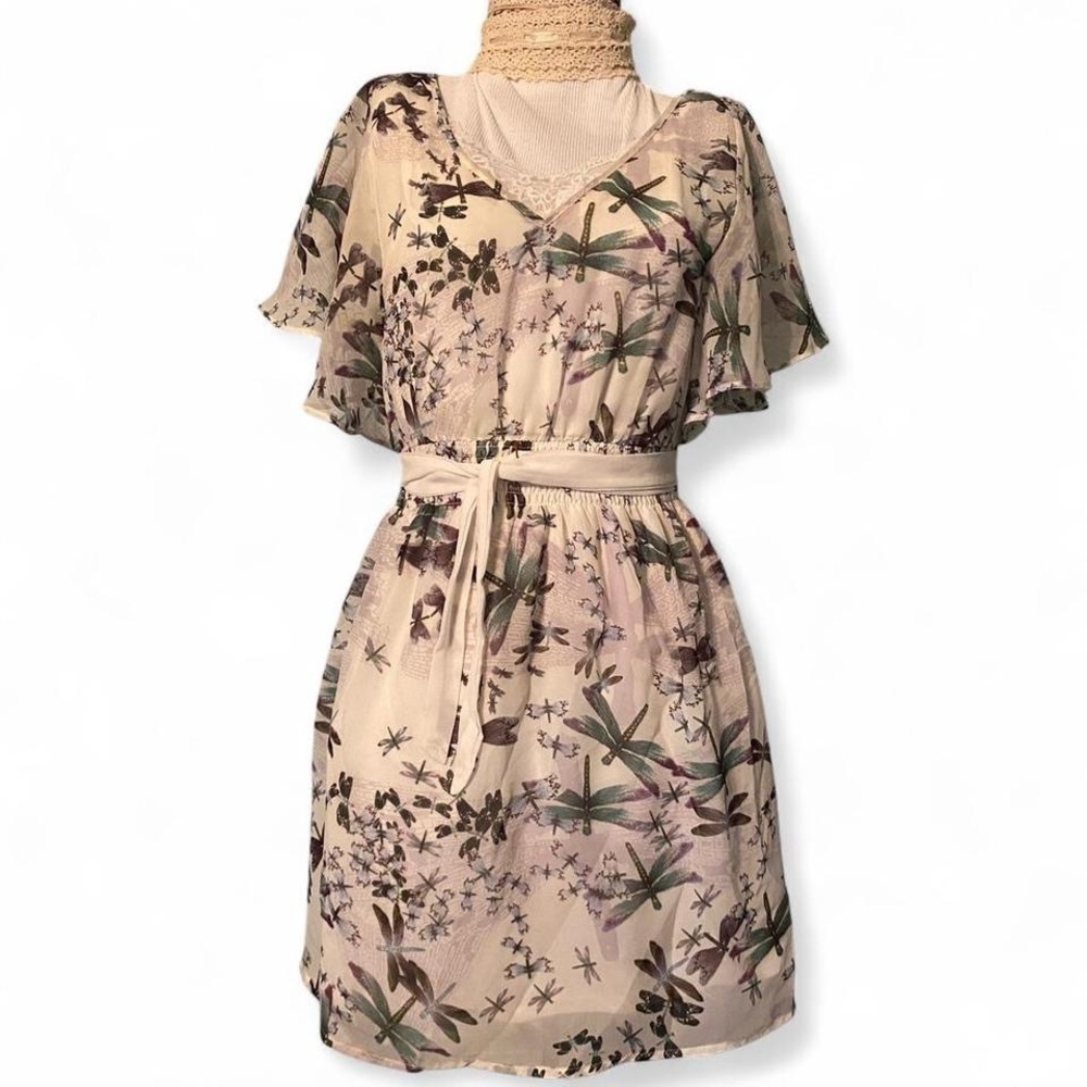 Charlotte Russe white Floral Dress With Dragonflies